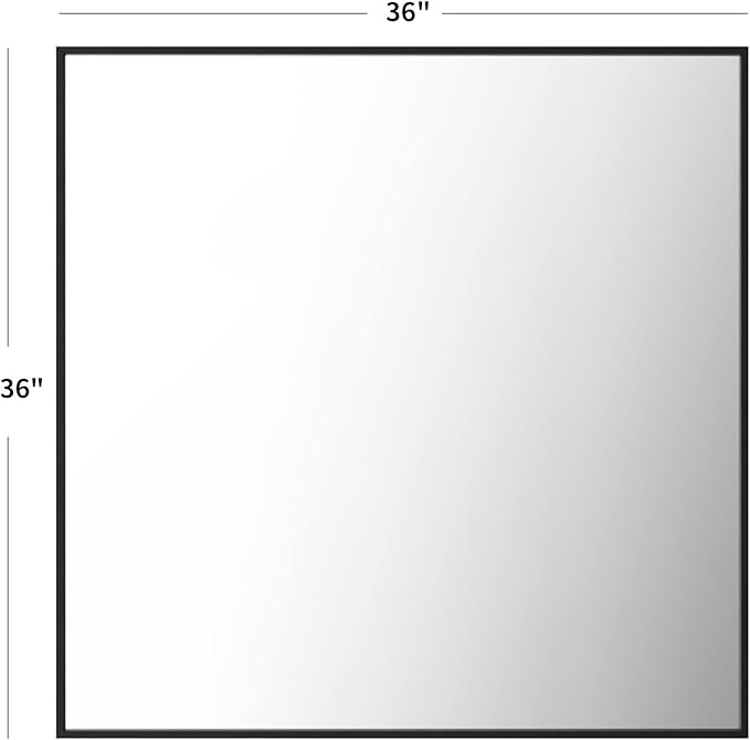 LOAAO 36"X36" Black Rectangle Bathroom Mirror Wall, Matte Black Aluminum Alloy Frame, Tempered Glass, Hangs Vertically or Horizontally, Easy to Install