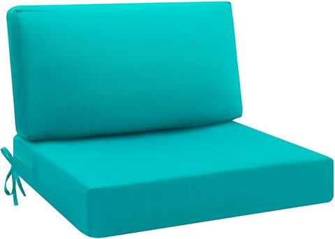idee-home Outdoor Cushions for Patio Furniture, Outdoor Seat Cushion, Waterproof Hampton Bay Deep Seat Replacement Couch Chair Cushions for Garden Lawn Backyard Deck, 26.5 x 26.5 Peacock Blue