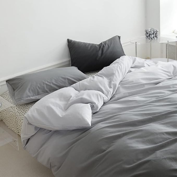 Pureant White Grey Gradient Comforter Sets King Women Men Solid White and Grey Bedding Comforters Cotton Modern Plain Dark Gray Gradient Quilts Watercolor Art Bedding Soft Sliver Grey Blankets Warm