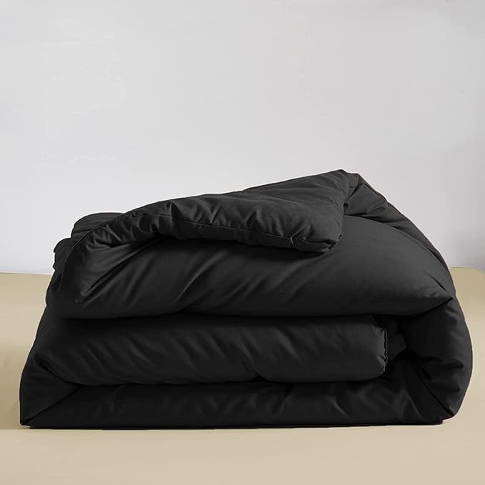 Luxlovery Black California King Comforters Set Women Men Solid Black Bedding Set Cal King Soft Breathable Lightweight Durable Comforter Set Fluffy Blanket Quilts
