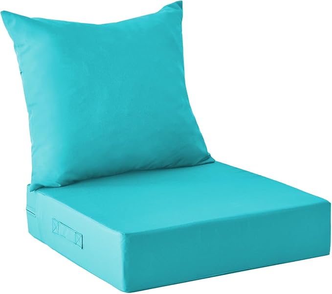 Outdoor Cushions for Patio Furniture,Outdoor Seat Cushion Set 24 x 24 x 5.75 Inch,Waterproof & Fade Resistant Outdoor Chair Cushions,Deep Patio Chair Cushion with Removable Cover,Teal