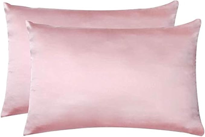 100% Mulberry Silk Pillowcases Set of 2 for Hair and Skin and Super Soft and Breathable King Size Nature Silk Pillowcases (King, Pink)