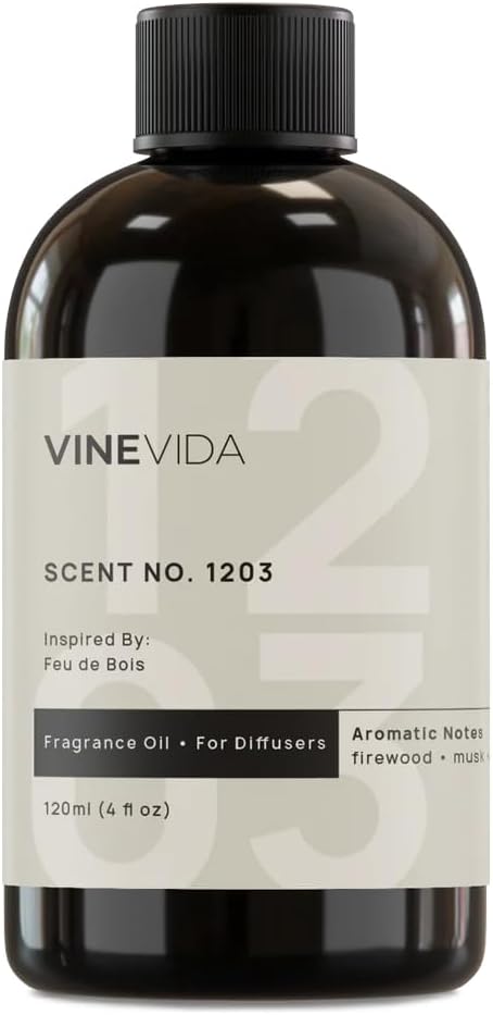 VINEVIDA [4 Fl Oz] Scent NO. 1203 Fragrance Oil for Cold Air Diffusers, Aromatic Notes of Smokey Woody Musk, Essential Oils for Diffuser Oil Refill & Air Freshener Room Spray