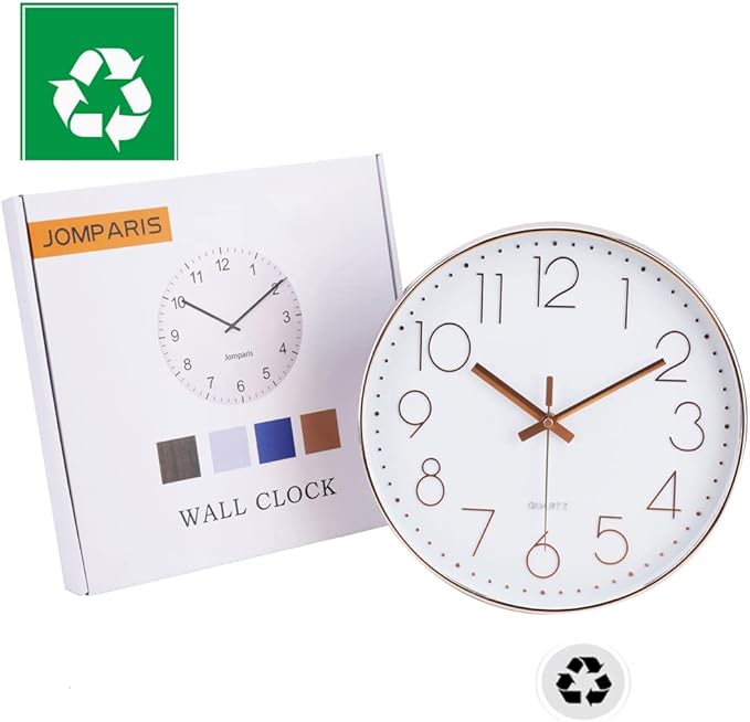 jomparis 12 Inch Silent Non-Ticking Battery Operated Quality Quartz Round Wall Clock Modern Decor Clock for Home Office Bedroom Bathroom(Cerulean Color)
