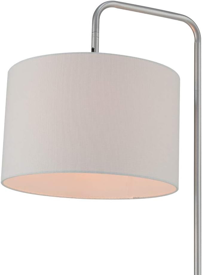GLOBE Electric 67396 Barden 58" Floor Lamp, Silver, White Fabric Shade, On/Off Socket Rotary Switch