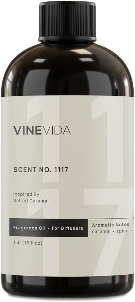 VINEVIDA [16 Fl Oz] Scent NO. 1117 Fragrance Oil for Cold Air Diffusers, Aromatic Notes of Caramel Spice, Salt, Sugar, Rum & Vanilla Essential Oils for Diffuser Oil Refill & Air Freshener Spray