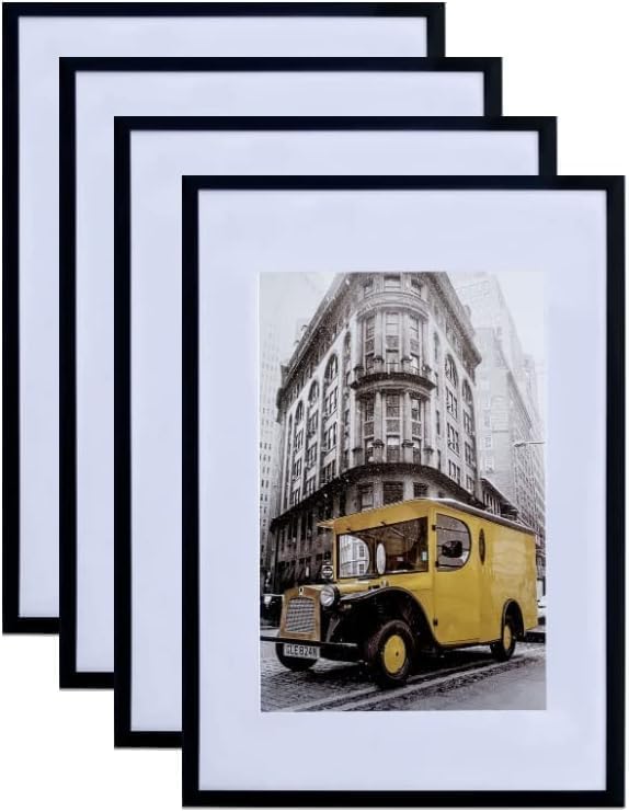 Art Emotion Black 16x24 Picture Frame Display 12x18 Pictures with Mat or 16x24 without Mat, Horizontal and Vertical for Wall- 4 packs.