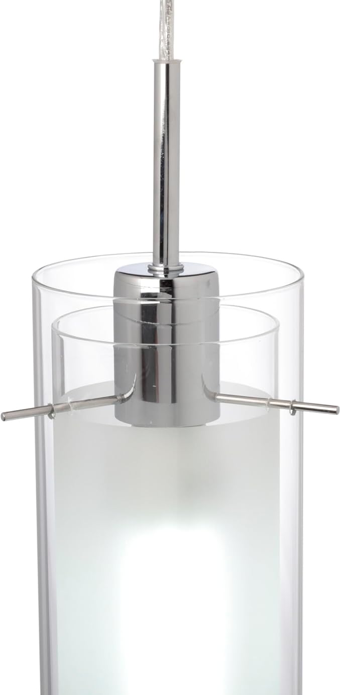 GLOBE Electric 64023 1-Light Pendant Light Fixture, Polished Chrome Finish, Clear Glass Shade with Frosted Insert, Adjustable Height, Modern Lighting for Kitchen Island or Dining Room, Home Décor