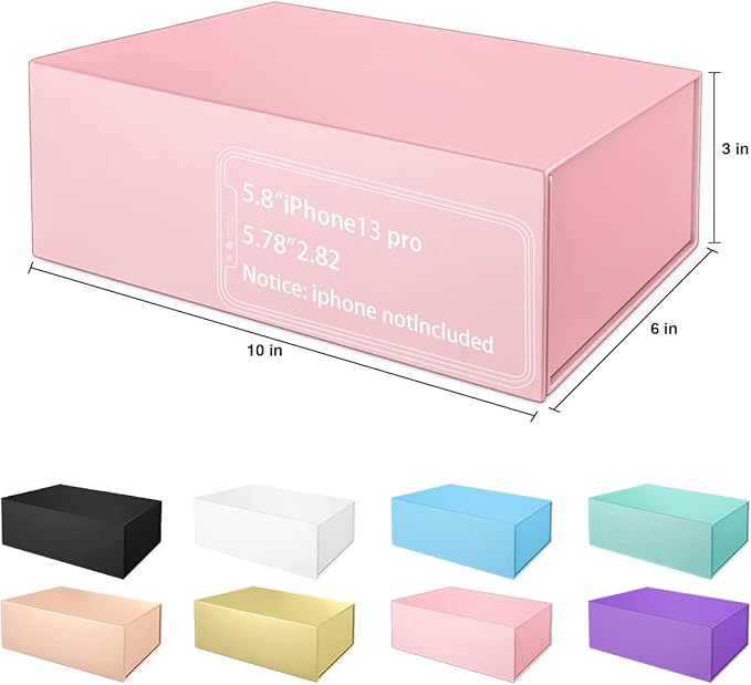 Pink Gift Box 10" x 6" x 3" with Magnetic Closure Lid Gift Boxe for Presents,Bridesmaid Gifts Boxes,Cute Box,Birthday Gift box,Luxury for Gift Packaging, Magnetic Gift Boxe for Wrapping Gifts (Pink)