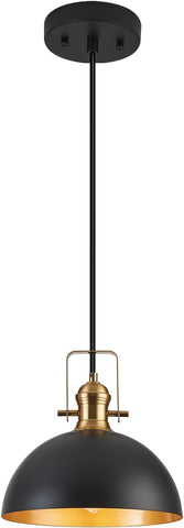 12 Inch Pendant Lights for Kitchen Island Matte Blacks Farmhouse Pendant Light fixtures Adjustable Height Dome Hanging Light for Dinning Room Bedroom Hallway,1 Pack