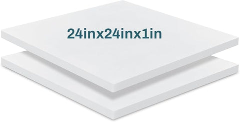 Frienda 2 Pack 1" x 24" x 24" Upholstery High Density Foam Cushion Replacement Square Cut to Size Foam Couch for Chair Couches Padding Shipping Packing DIY Cosplay Projects
