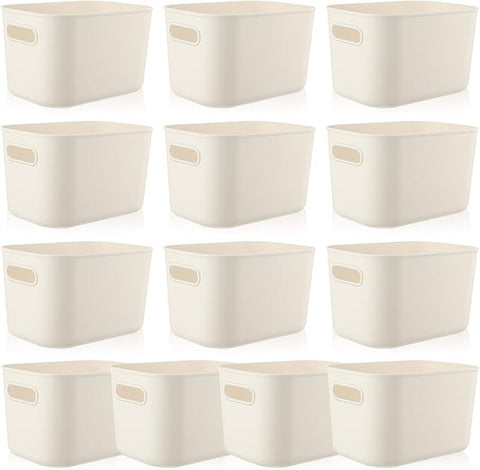 Zopeal Plastic Storage Bins 10 Pcs White Pantry Organizer Bins Small Baskets Storage Containers for Home Kitchen (10 x 7 x 6 Inch)