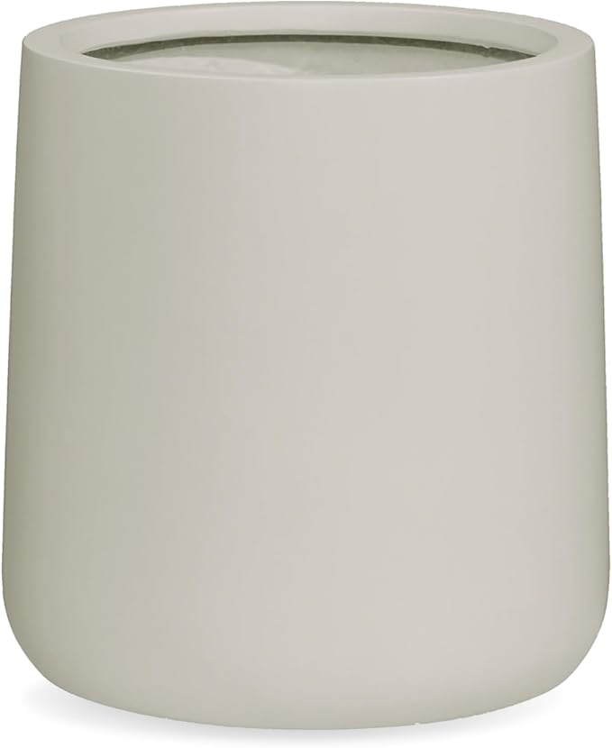 13" H x 12.6" D Conico Fiberstone Round Planter with Drainage Hole, Smooth Finishes, Weather Resistant for Indoor and Outdoor Use, Included 2 Extra Coco Mats (Taupe, 10" Pot Opening)