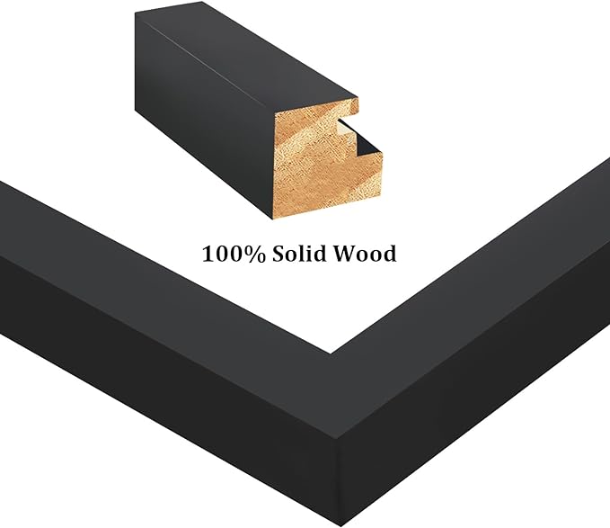 Egofine 8x10 Picture Frames Set of 6, Made of Solid Wood Covered by Plexiglass Display 4x6 and 5x7 with Mat or 8x10' without Mat, for Table Top Display and Wall Mounting Photo Frame Black