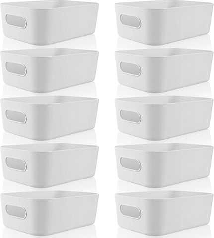 Zopeal Plastic Storage Bins 10 Pcs Gray Pantry Organizer Bins Small Baskets Storage Containers for Home Kitchen (8 x 5.7 x 3 Inch)