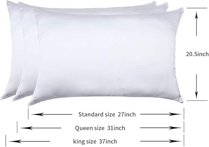 100% Mulberry Silk Pillowcases Set of 2 for Hair and Skin and Super Soft and Breathable Standard Size Nature Silk Pillowcases (Standard, White)