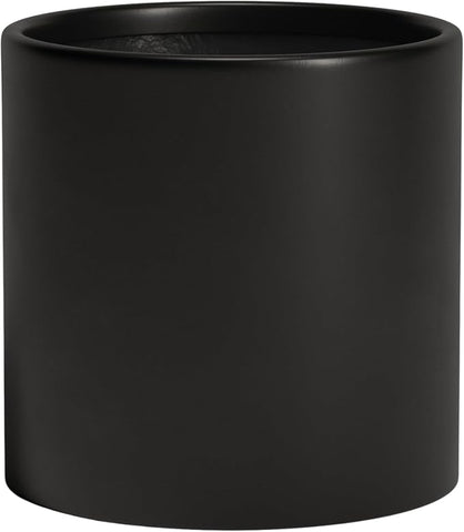 DTY Signature Mount Powell Fiberstone Planter - 20 Inch Jumbo Black Cylindrical Mid-Century Modern Home Decor Indoor & Outdoor Plant Pot - Durable Planters for Indoor Plants, Outdoor Spaces