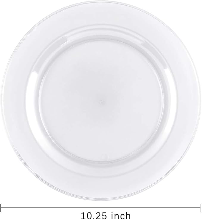 bUCLA 100Pieces Clear Plastic Plates -10.25inch Disposable Dinner Plates- Premium Weddings& Party Plates