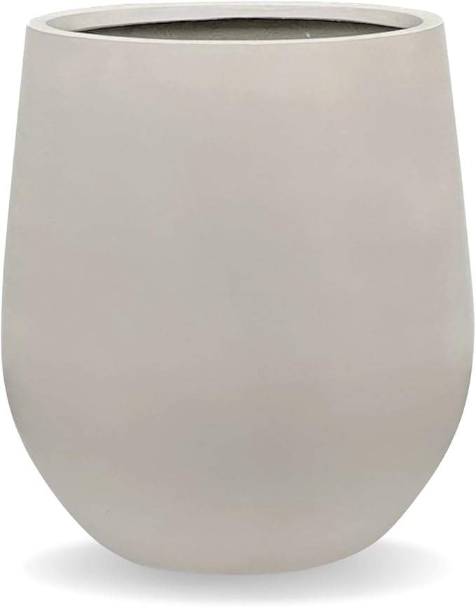 21" H x 19" D Corso Fiberstone Round Tapered Planter with Drainage Hole, Smooth Finishes, for Indoor and Outdoor Use, Included 2 Extra Coco Mats (Taupe, 15" Pot Opening)