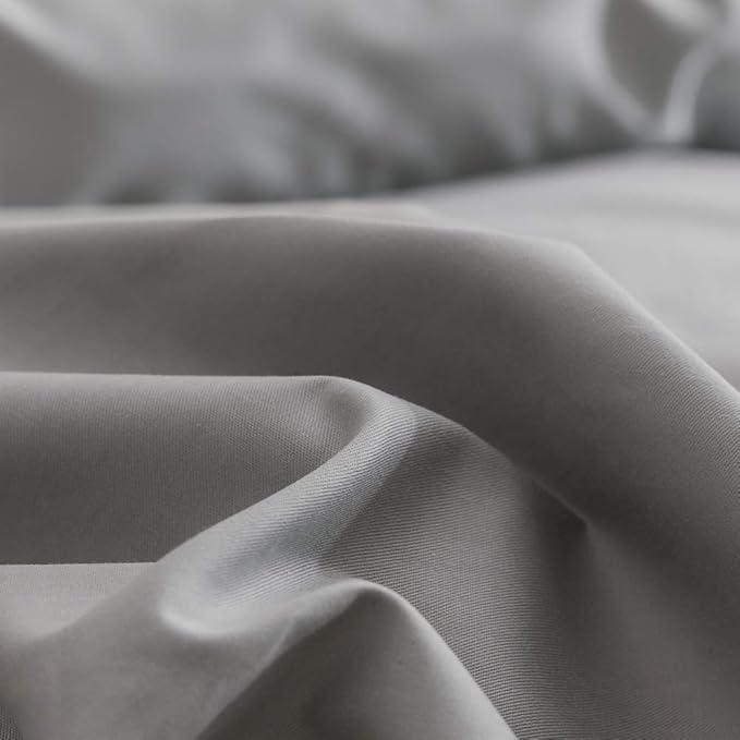 Pureant Silver Grey Comforter Sets Full Solid Light Gray Bedding Comforters Cotton Women Men Plain Elegant Warm Blankets Adults Teens Pale Color Quilts Durable Soft Pure All Full(80''*90''-Comforter)
