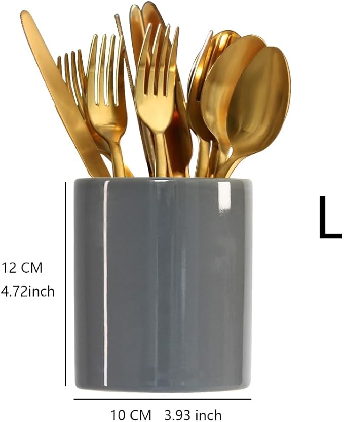Silverware Holder for Wedding Parties Home Grey Ceramics Silverware Caddy