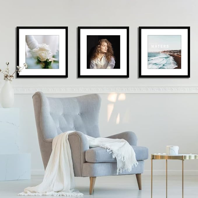 THREELOVE 17x17 Frame Black, Display Picture 13x13 with mat or 17x17 Without mat, Photo Poster Picture Frame Wall Mounting Home Decor, 1-PCS