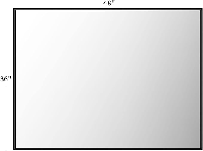 LOAAO 48"X36" Black Rectangle Bathroom Mirror Wall, Matte Black Aluminum Alloy Frame, Tempered Glass, Hangs Vertically or Horizontally, Easy to Install