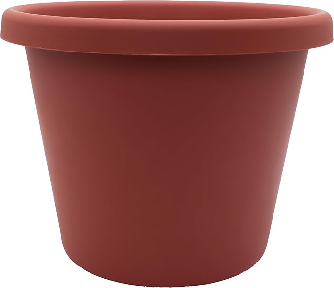 The HC Companies Classic Round Plastic Plant Pot w/Rolled Rim - Lightweight & UV Resistant Flower Pot for Herbs & More - Outdoor & Indoor Plant Pots w/Drainage (11.5 inch Clay, Pack of 1)