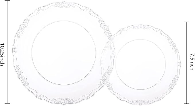 U-QE 60PCS Clear Plastic Plates for Party - Clear Plates Disposable Heavy Duty for Party & Wedding