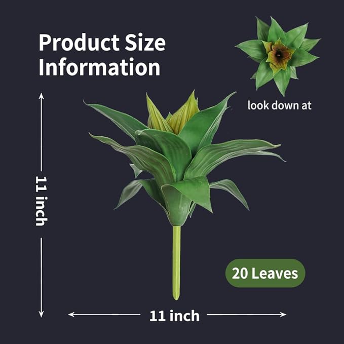 Melorca&Guilla Artificial Succulents Plants,2PCS 11" Diam 20 Leaves Large Fake Aloe Plants,Faux Succulents Unpotted for Shop Garden Office Home Décor