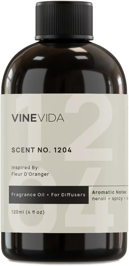 VINEVIDA [4 Fl Oz] Scent NO. 1204 Fragrance Oil for Cold Air Diffusers, Aromatic Notes of Bergamot, Citrus & White Florals Essential Oils for Diffuser Oil Refill & Air Freshener Room Spray