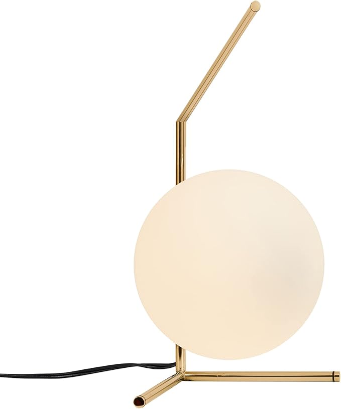 BOKT Mid Century Modern Brass Table Lamp Large Globe Ball Desk Lamp Brush Gold Metal Reading Lamp Industrial Bedside Nightstand Reading Light for Bedroom, Kids Room, Office