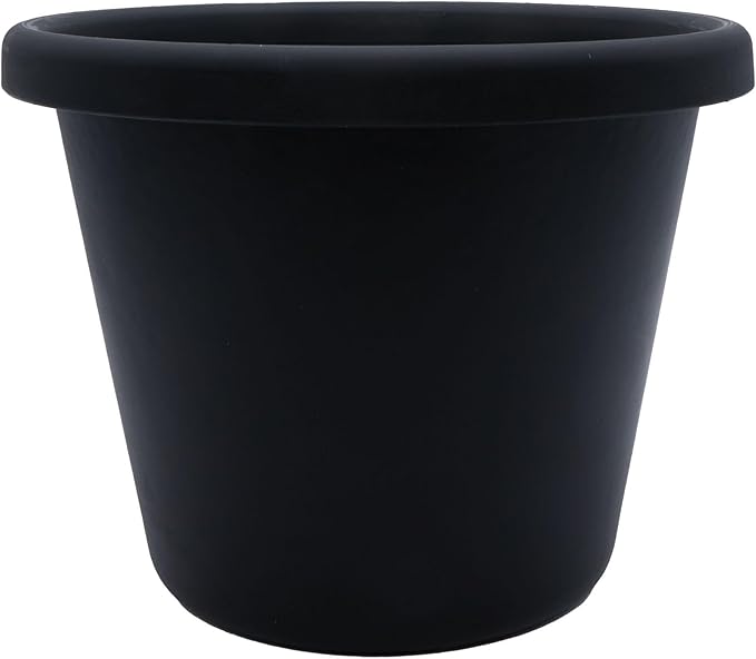 The HC Companies Classic Round Plastic Plant Pot w/Rolled Rim - Lightweight & UV Resistant Flower Pot for Herbs & More - Outdoor & Indoor Plant Pots w/Drainage (15.5 inch Black, Pack of 2)