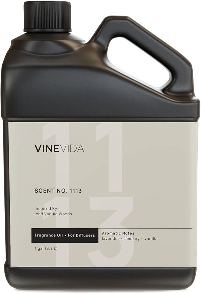 VINEVIDA [Gallon (128 Fl Oz)] Scent NO. 1113 Fragrance Oil for Cold Air Diffusers, Aromatic Notes of Vanilla, Lavender & Smokey Essential Oils for Diffuser Oil Refill & Air Freshener Spray