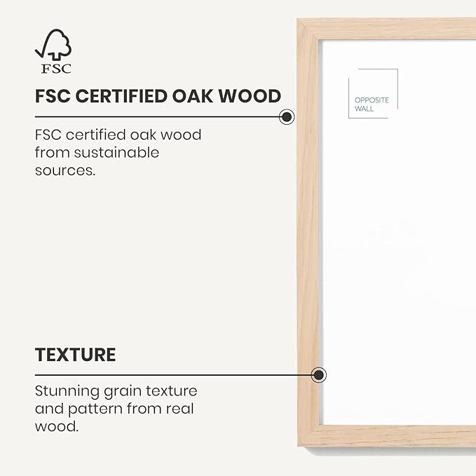 Opposite Wall - 20x20 in - Natural Solid Oak Wood Picture Frame - Lightweight, Versatile & Shatterproof - Wall Hanging Photo or Poster Frame - Wall Decor for Office, Gallery & Home - 2 Pack