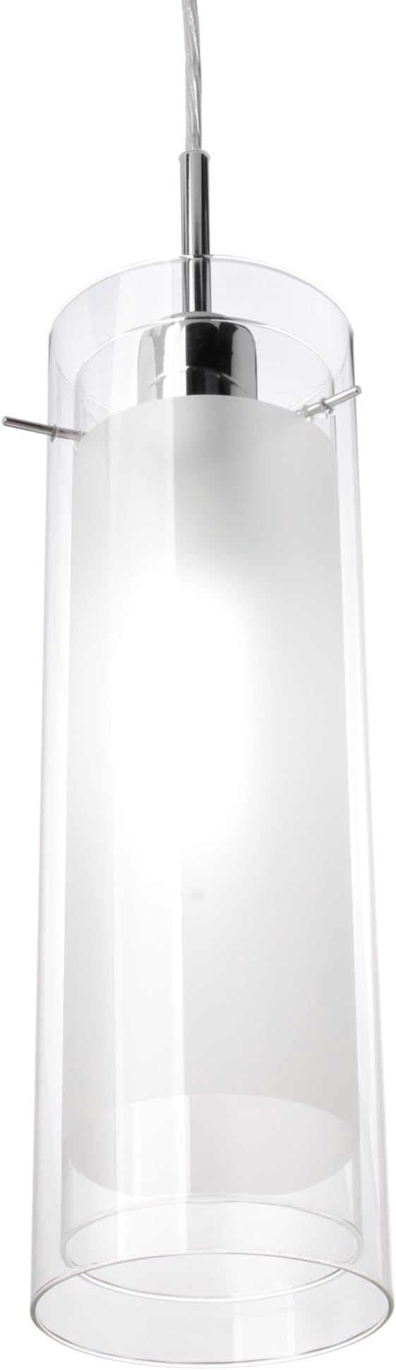GLOBE Electric 64023 1-Light Pendant Light Fixture, Polished Chrome Finish, Clear Glass Shade with Frosted Insert, Adjustable Height, Modern Lighting for Kitchen Island or Dining Room, Home Décor