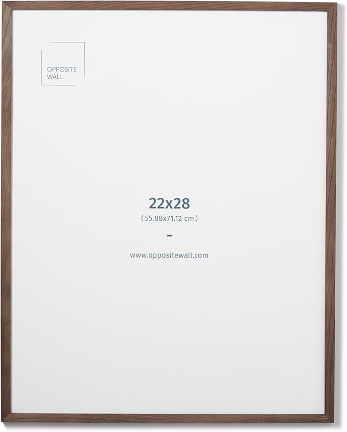 Opposite Wall - 22x28 in - Dark Solid Oak Wood Picture Frame - Lightweight, Versatile & Shatterproof - Wall Hanging Poster or Photo Frame - Wall Decor for Office, Gallery & Home