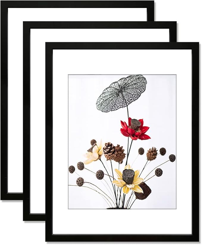 THREELOVE 18x24 Frame Black, Display 16x20 Picture with Mat or 18x24 Without Mat, Photo Poster Frame Wall Mounting, Set of 3
