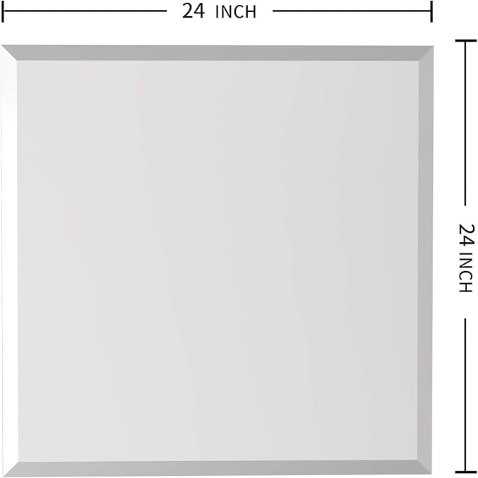 KOHROS Vanity Mirror Frameless Square Mirror, 24" x 24" Bathroom Wall Mirror w/Pencil Polished Edge, Anti-Rust, Tempered Glass, Hangs Horizontally or Vertically