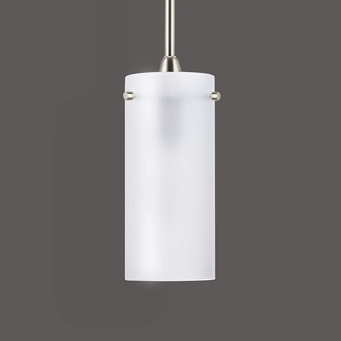 Linea di Liara Effimero Modern Brushed Nickel Pendant Light Fixtures Over Kitchen Island Sink Lighting Ceiling Hanging Farmhouse Mini Metal Industrial Pendant Lighting Large Frosted Glass Shade
