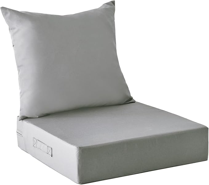 Outdoor Cushions for Patio Furniture,Outdoor Seat Cushion Set 24 x 24 x 5.75 Inch,Waterproof & Fade Resistant Outdoor Chair Cushions,Deep Patio Chair Cushion with Removable Cover,Light Grey