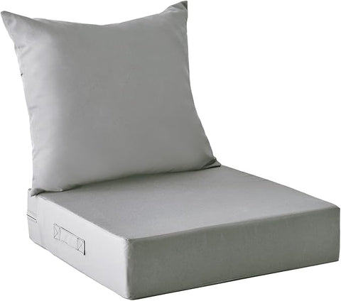 Outdoor Cushions for Patio Furniture,Outdoor Seat Cushion Set 24 x 24 x 5.75 Inch,Waterproof & Fade Resistant Outdoor Chair Cushions,Deep Patio Chair Cushion with Removable Cover,Light Grey