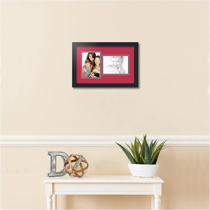 ArtToFrames Collage Photo Frame Double Mat with 2 - 5x7 Openings and Satin Black Frame