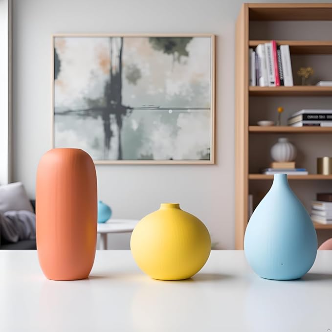 AOBAOX 3-Piece Ceramic Vase Set, Modern Matte Decorative Vases for Home Decor, Living Room, Bedroom & Office Tabletop Display