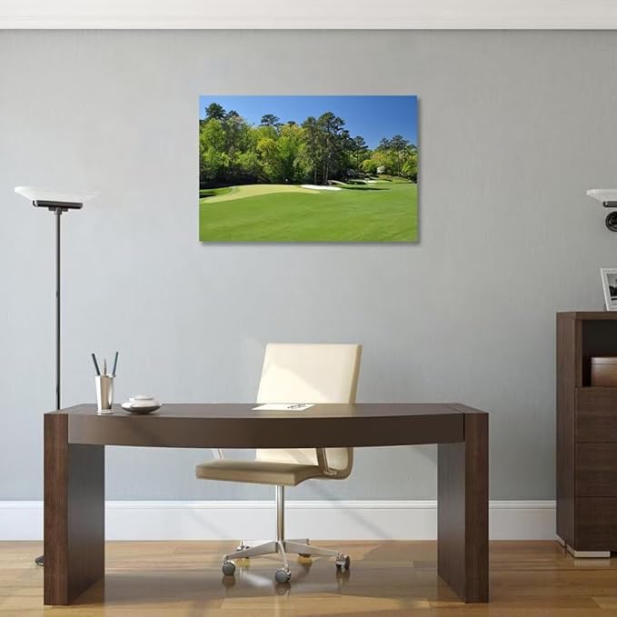 Augusta National Golf Club 11th Hole Wall Art - Augusta Golf Course Wall Art for Living Room Bedroom Bathroom - Augusta Golf Course Picture Poster Canvas Prints Framed Ready to Hang(12''H x 16''W)