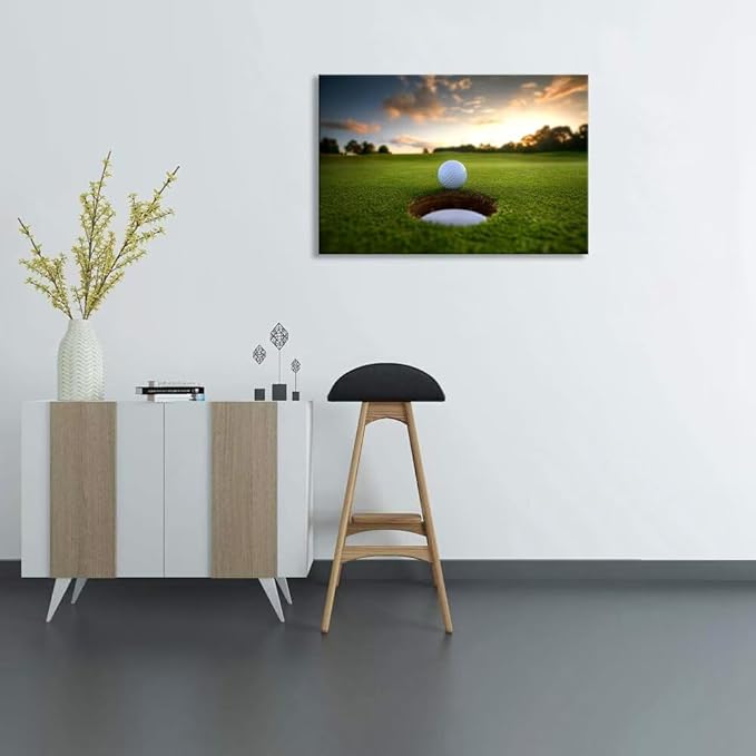 chenchenArt Golf Wall Art for Living Room Bedroom Home Decorations Golf Ball Picture Poster Canvas Prints Modern Artwork Framed Ready to Hang(28''H x 44''W)