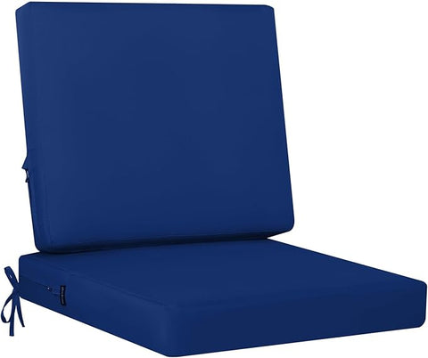 idee-home Outdoor Cushions for Patio Furniture, Outdoor Seat Cushion, Waterproof Couch Hampton Bay Deep Seat Replacement Chair Cushions for Garden Lawn Backyard Deck, 24 x 24 Navy Bue