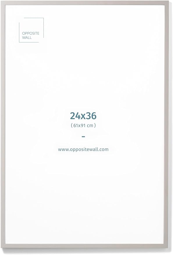 Opposite Wall - 24x36 in - Real Wood Grey Picture Frame - Lightweight, Versatile & Shatterproof - Large Wall Hanging Photo or Poster Frame - Wall Decor for Office, Gallery & Home