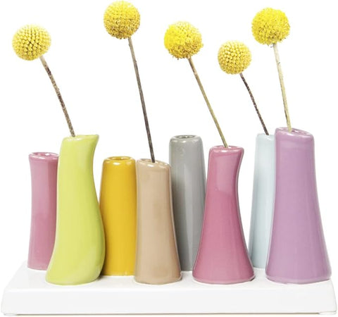 Chive - Pooley 2, Ceramic Flower Vase, 8-Tube Shape (Magenta Pink)