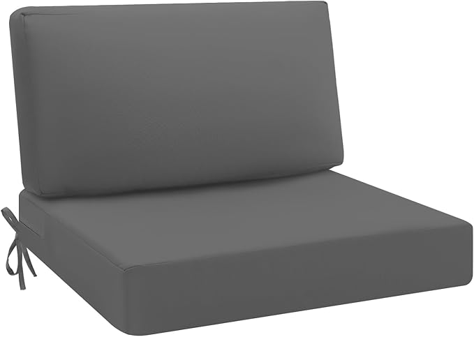 idee-home Outdoor Cushions for Patio Furniture, Outdoor Seat Cushion, Waterproof Hampton Bay Deep Seat Replacement Couch Chair Cushions for Garden Lawn Backyard Deck, 28.5 x 28.5 Dark Grey